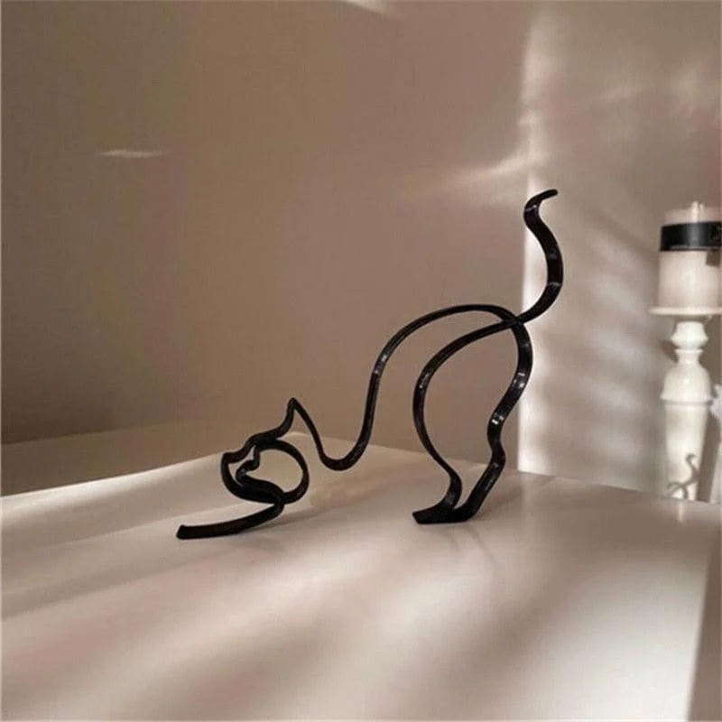 Cat Silhouette Metal Sculpture