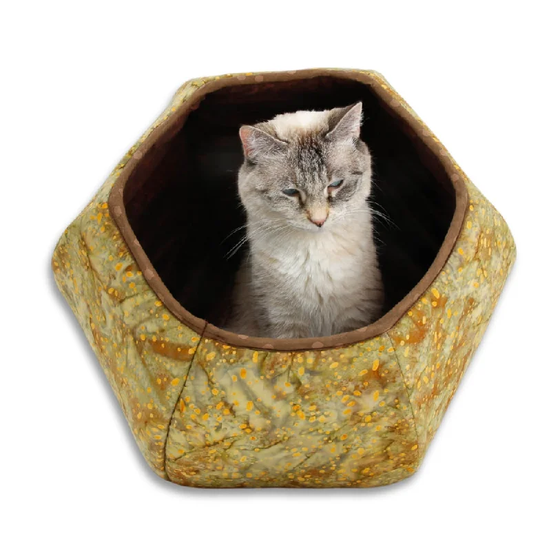 Cat Ball Bed - Brown Batik Bubble