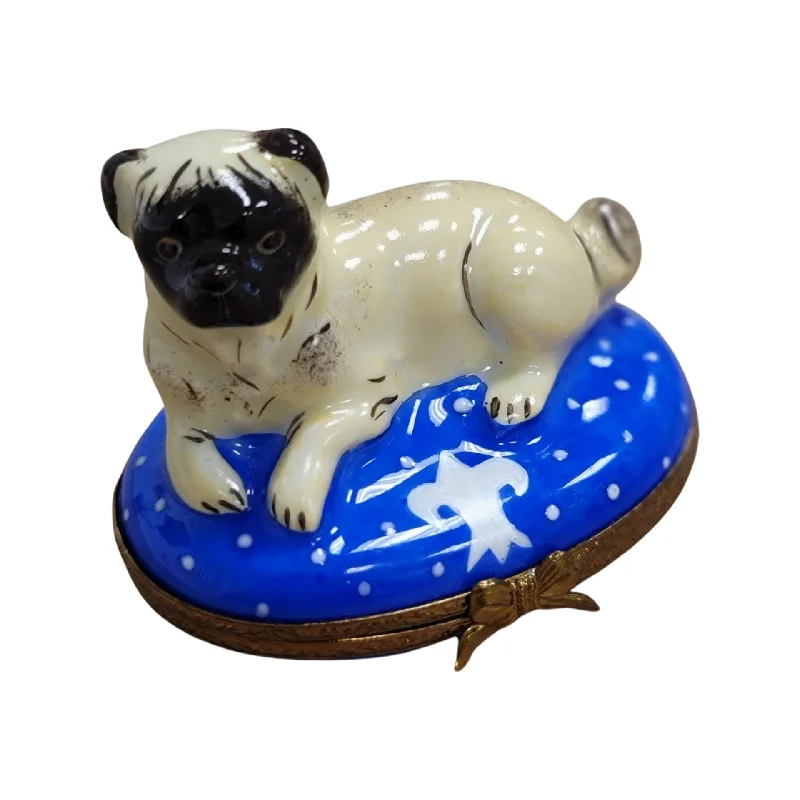 Pug Dog on Blue