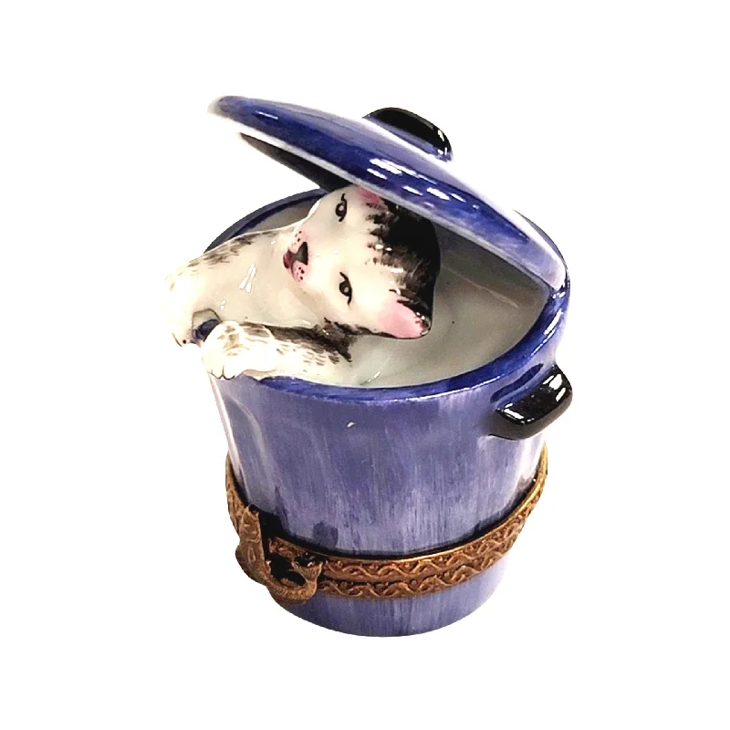 Cat in Blue Trashcan