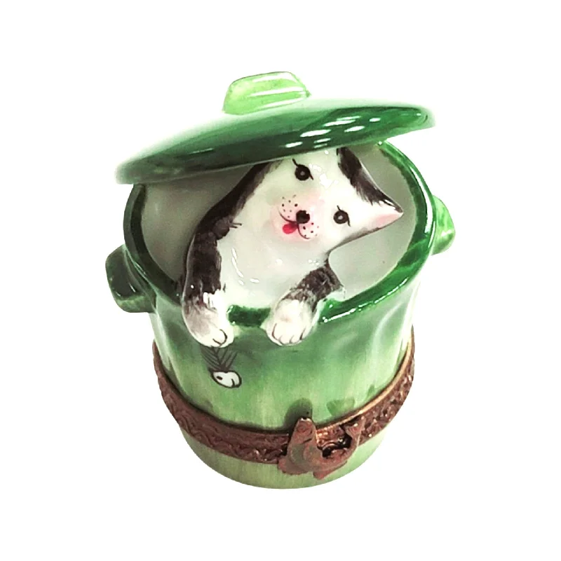 Cat in Green Trashcan