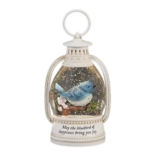 6" LED Blue Bird of Happiness Shimmer Water Globe