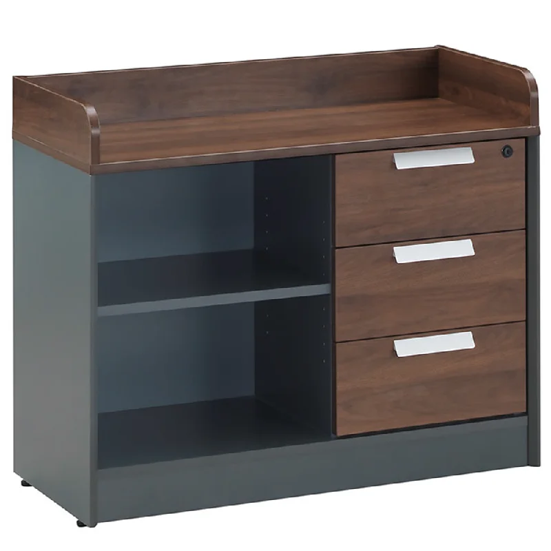 Acmi Cayman Side Cabinet L902 x W402 x H750mm Columbia Walnut/MB Dark Grey