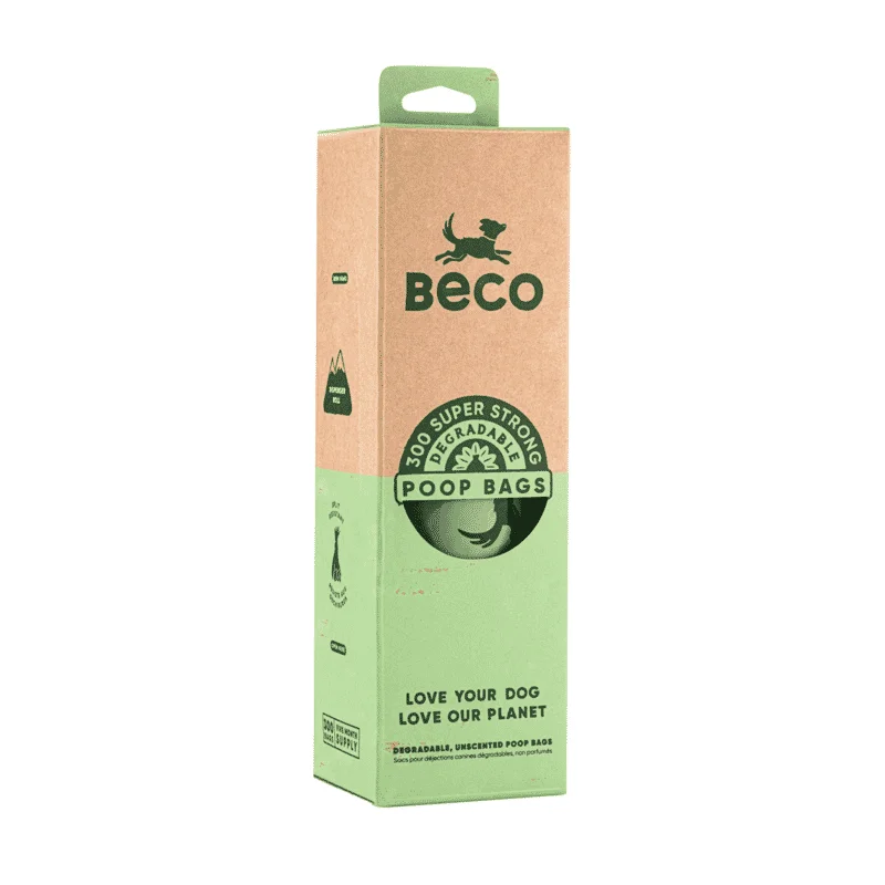 Beco Degradable Poop Bags, Dispenser Roll 300 Bags, Unscented