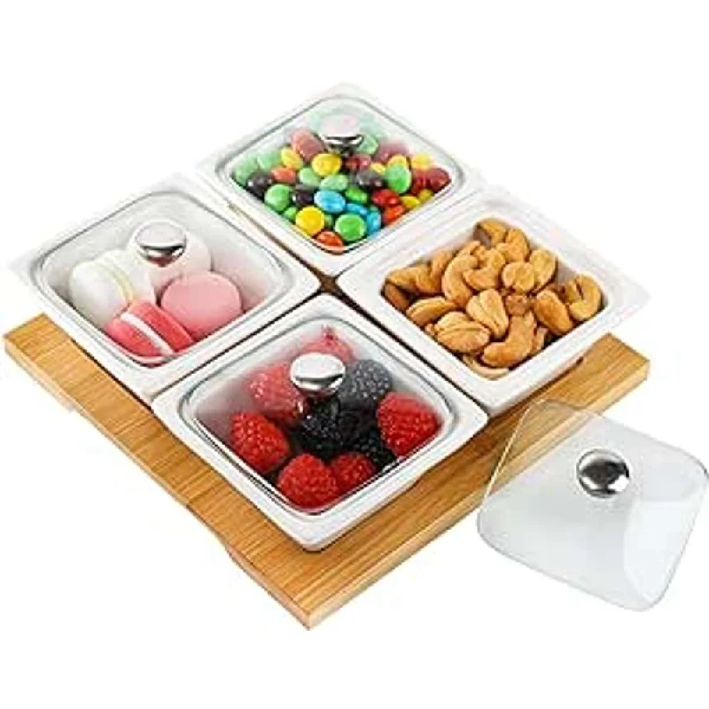 Ceramic Square Dish withLid & Base 4pc