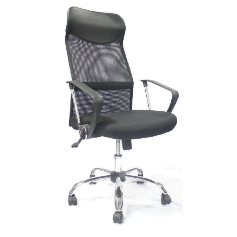 Mega High Back Mesh Chair Black Chrome Base (120kg Max)