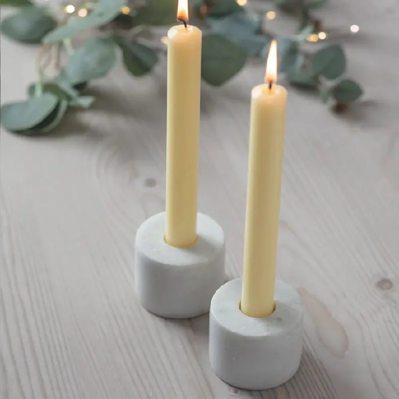 Pair of Burleigh Candle Holders - White Marble