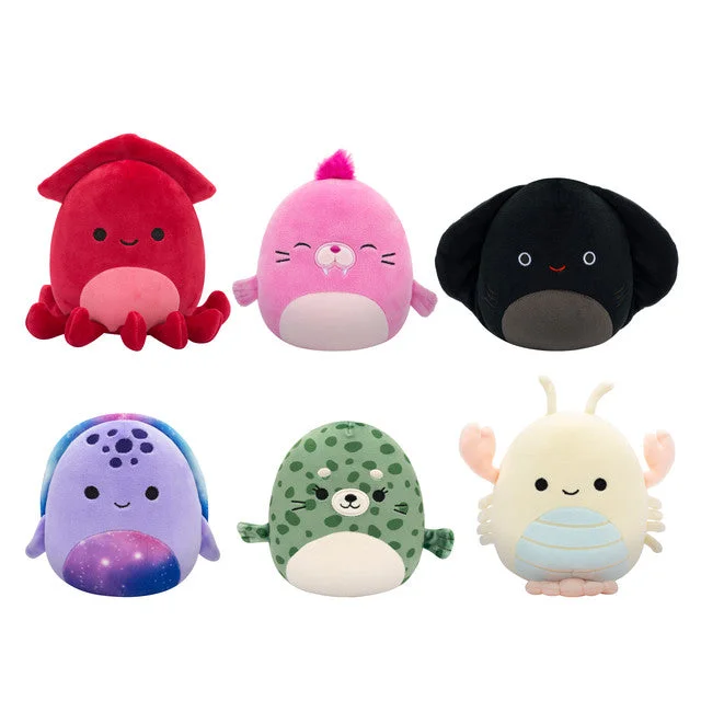 Squishmallow Scented Mystery Bag of Sea Creatures - Lobster, Walrus, Squid, Sea Turtle, Seal, Stingray 5" Stuffed Plush by Jazwares