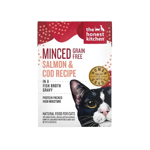 The Honest Kitchen Cat Minced Salmon & Cod Recipe in Fish Broth Gravy