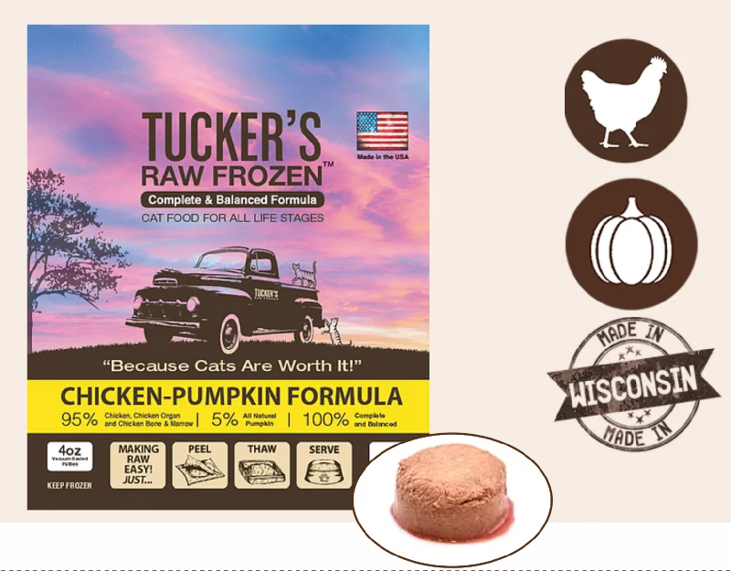 Tucker's Frozen Raw Cat Food Chicken-Pumpkin Formula