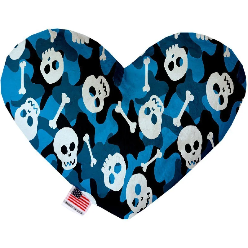 Heart Dog Toy Stuffing Free Blue Camo Skulls