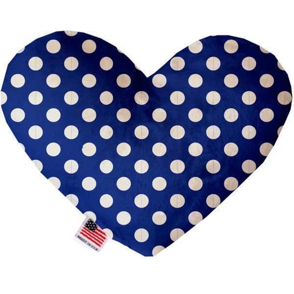 Heart Dog Toy Stuffing Free Bright Blue Swiss Dots