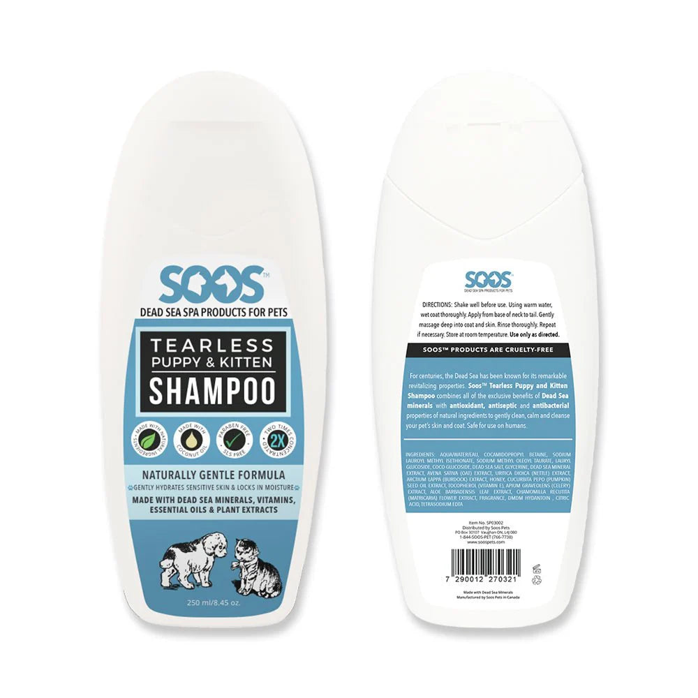 SOOS Natural Dead Sea Tearless Puppy & Kitten Pet Shampoo