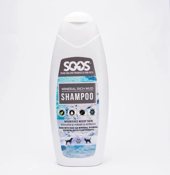 SOOS Natural Dead Sea Mineral Rich Mud Pet Shampoo For Dogs & Cats 500ml