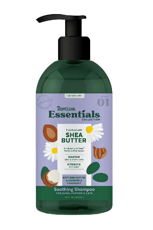 Tropiclean Essentials Shea Butter Shampoo For Dogs, Puppies And Cats (16 Oz)