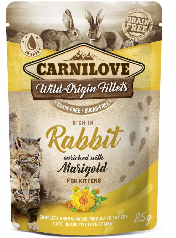 CARNILOVE KITTEN Plic pentru pisicuţe, cu Iepure şi gălbenele 85g