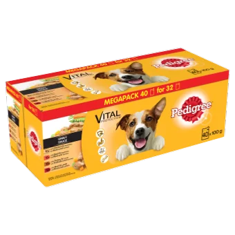 DOTS DONATION - Pedigree | Wet Dog Food | Pouches in Gravy - 40 x 100g