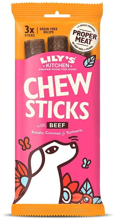 LILY'S KITCHEN Chew Sticks Recompensă pentru câini Vită 120g