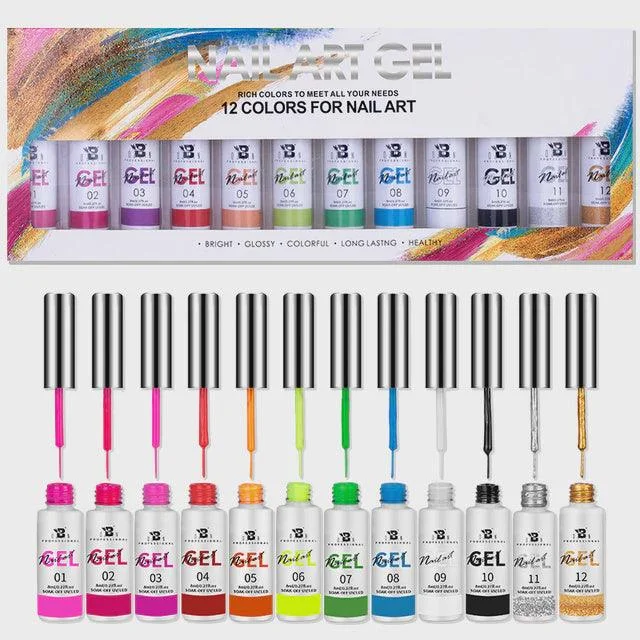 Nail Art Gel Set 12 Colors