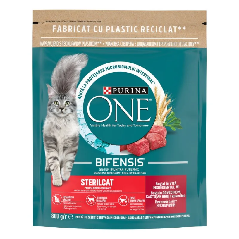 PURINA ONE Sterilcat, bogato govedinom i pšenicom, 800g