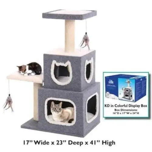 Penn-Plax Cat Life Furniture: Cubical Condo with Lounging Tower and Scratching Posts