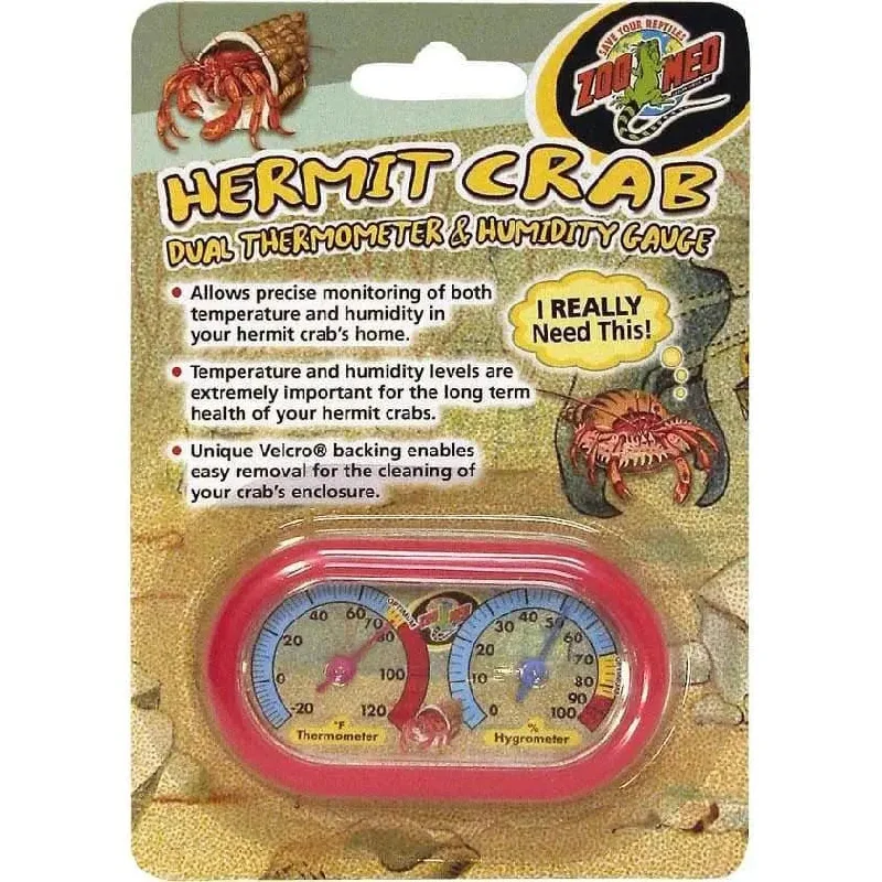 Zoo Med Hermit Crab Home Dual Thermometer and Humidity Gauge Glow in the Dark